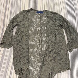 Blue Rain Lace Cardigan - Olive Green